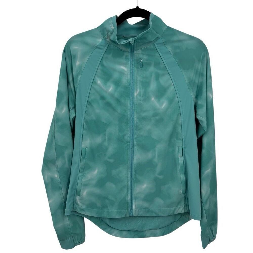Athleta Run With It Jacket Sandstorm Print Mint Green Sherbet Size Small‎
